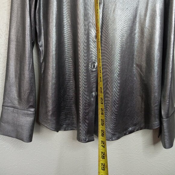 Metallic Shine Button-Up Inspired Vintage Shirt Size L - Picture 9 of 9
